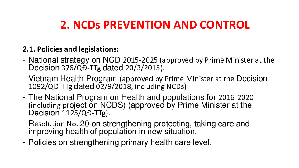 2. NCDs PREVENTION AND CONTROL